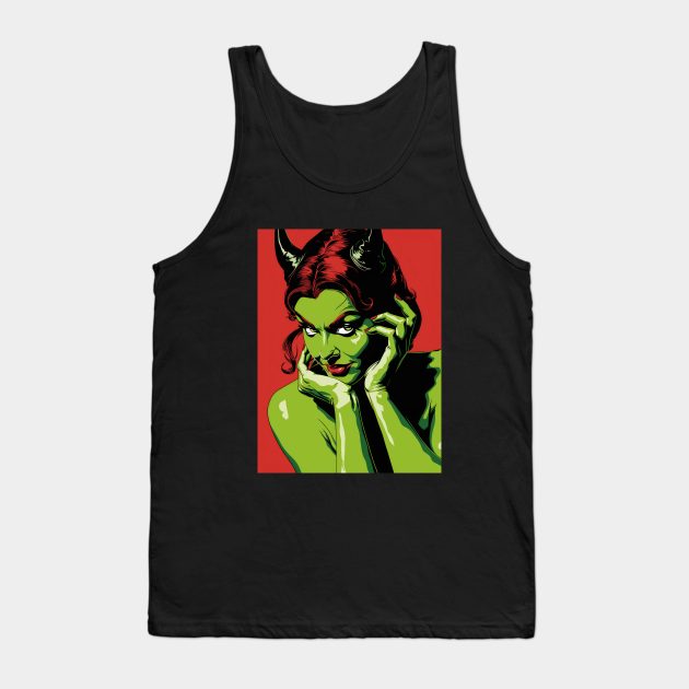 Female Demon Woman Pop Comic Art Illustration Tank Top by Juka